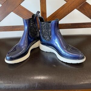 Lemon Jelly Block Naval Chelsea boot with glitter  attachable eyes in a size 40
